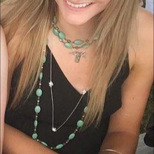 Cookie Lee Turquoise and silver long necklace